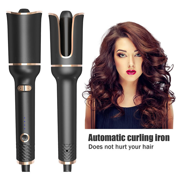 Black Automatic Spiral Electric Curling Iron Negative Ion